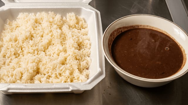 White Rice with Black Bean Sauce.